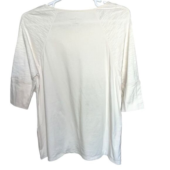 Neon Buddha 3/4 Sleeve White Top Womens Size L w/ Button Detail Cotton Blend - Picture 3 of 6